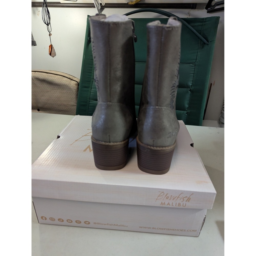 NIB Blowfish Malibu Rebel 2 Pewter Metallic Western Boots Embroidered Sz 7.5 - Picture 8 of 11